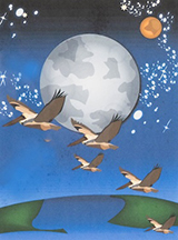 Pelicans from the Lagoon in the Expedition to Space by Laela Nunez