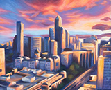 Indy Skyline at Sunset by Nella Solina Mattila