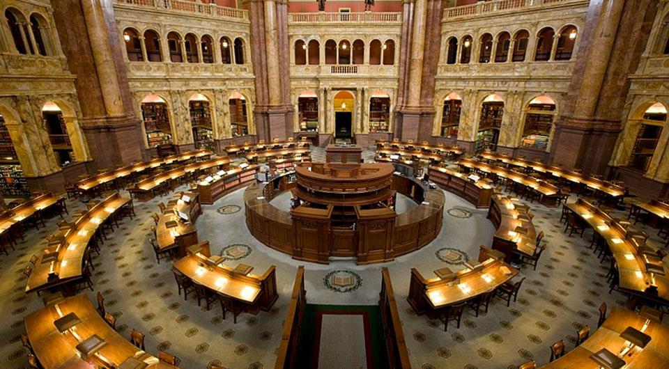 Reading room in the Library of Congress Jefferson Building