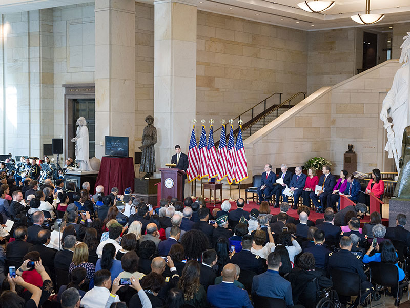 A crowd of several hundred people gathered for the Congressional Gold Medal Ceremony