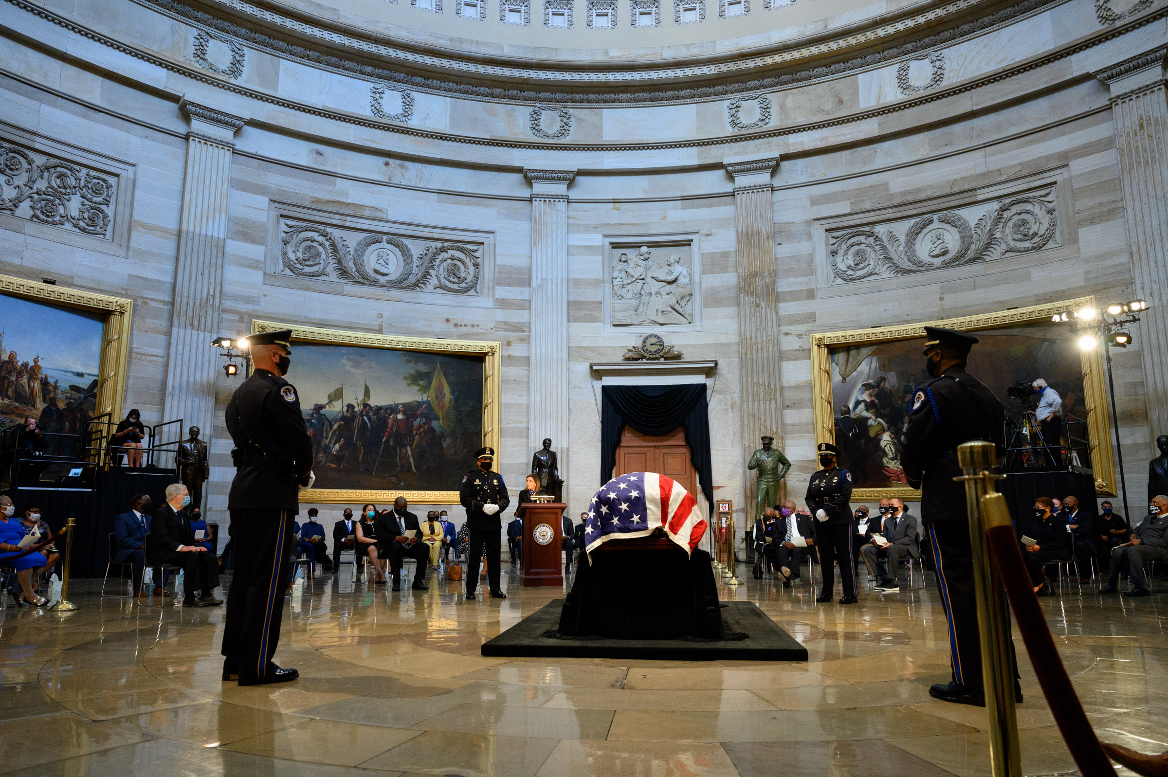 Members of Congress and Rep. Lewis’ family and friends gathered to pay their respects.