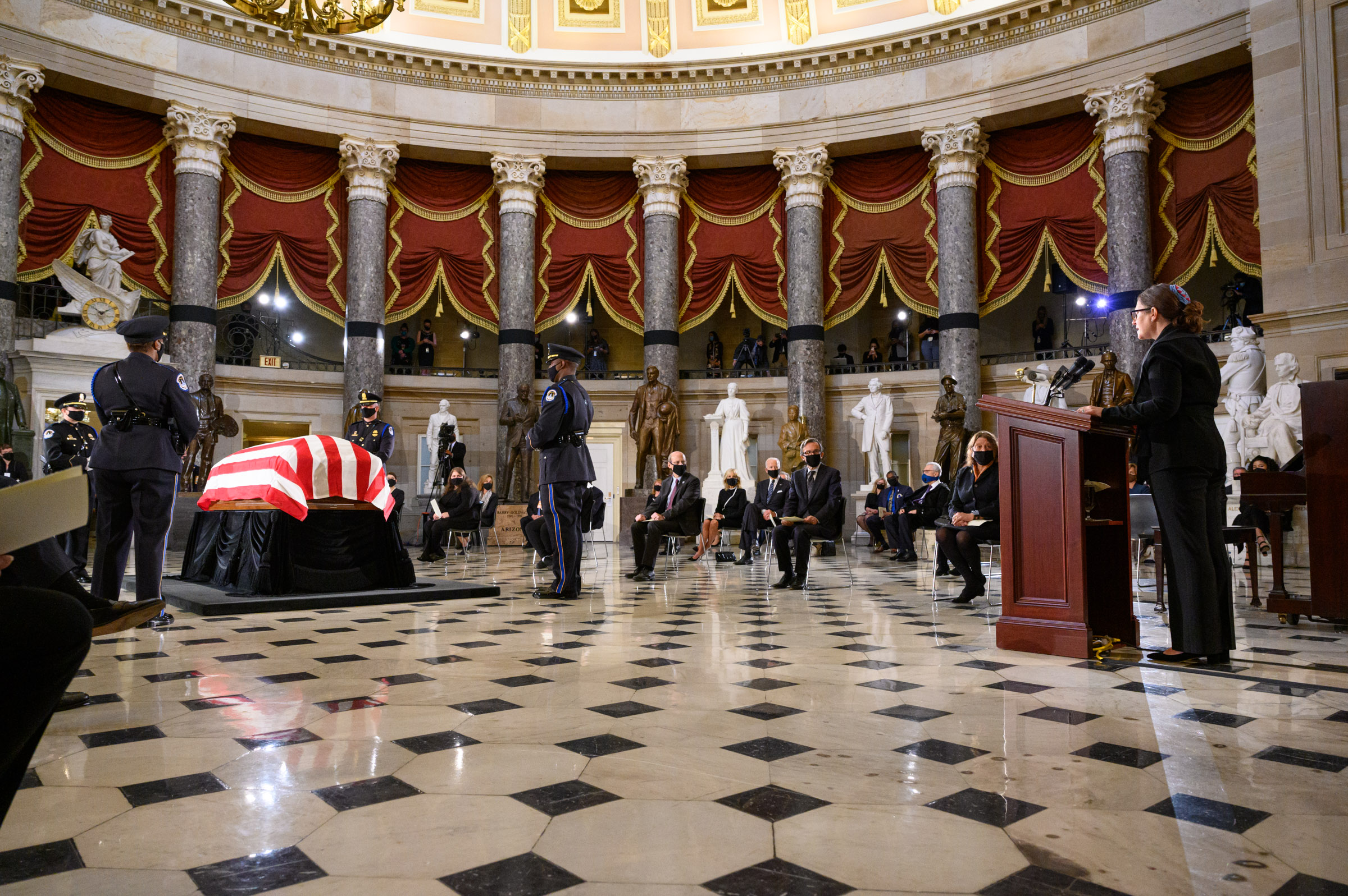 Family and invited guests joined in the U.S. Capitol to honor Justice Ginsburg. Photo by Ike Hayman.